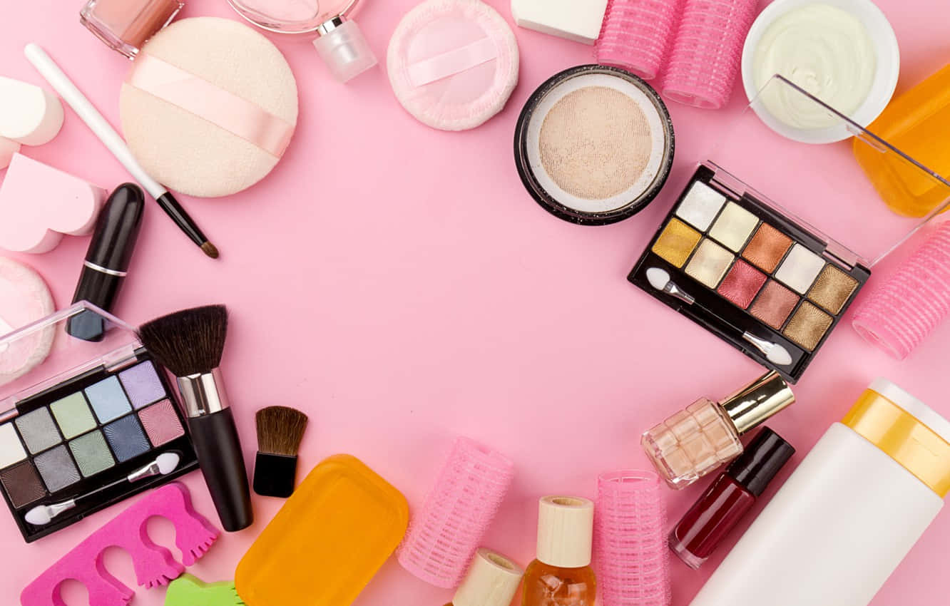pink makeup, vibrant pink, flat lay, HD Desktop Wallpaper
