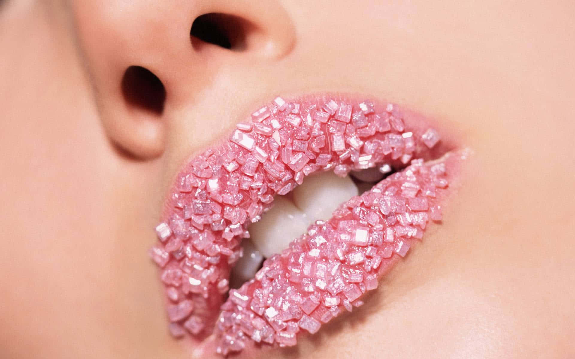 pink makeup, sparkling pink sugar crystals, soft skin, Full HD Desktop Wallpaper