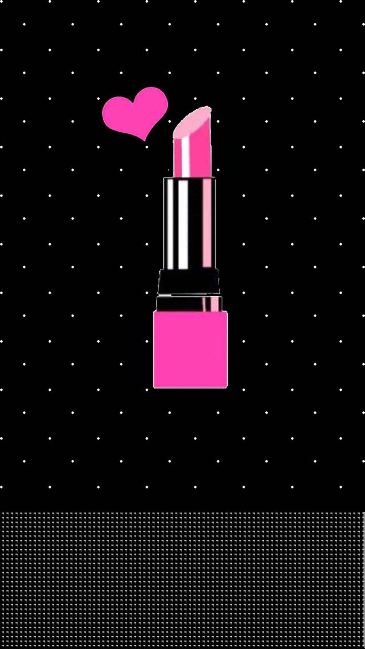 vibrant pink lipstick, heart, black background, Full HD Phone Wallpaper