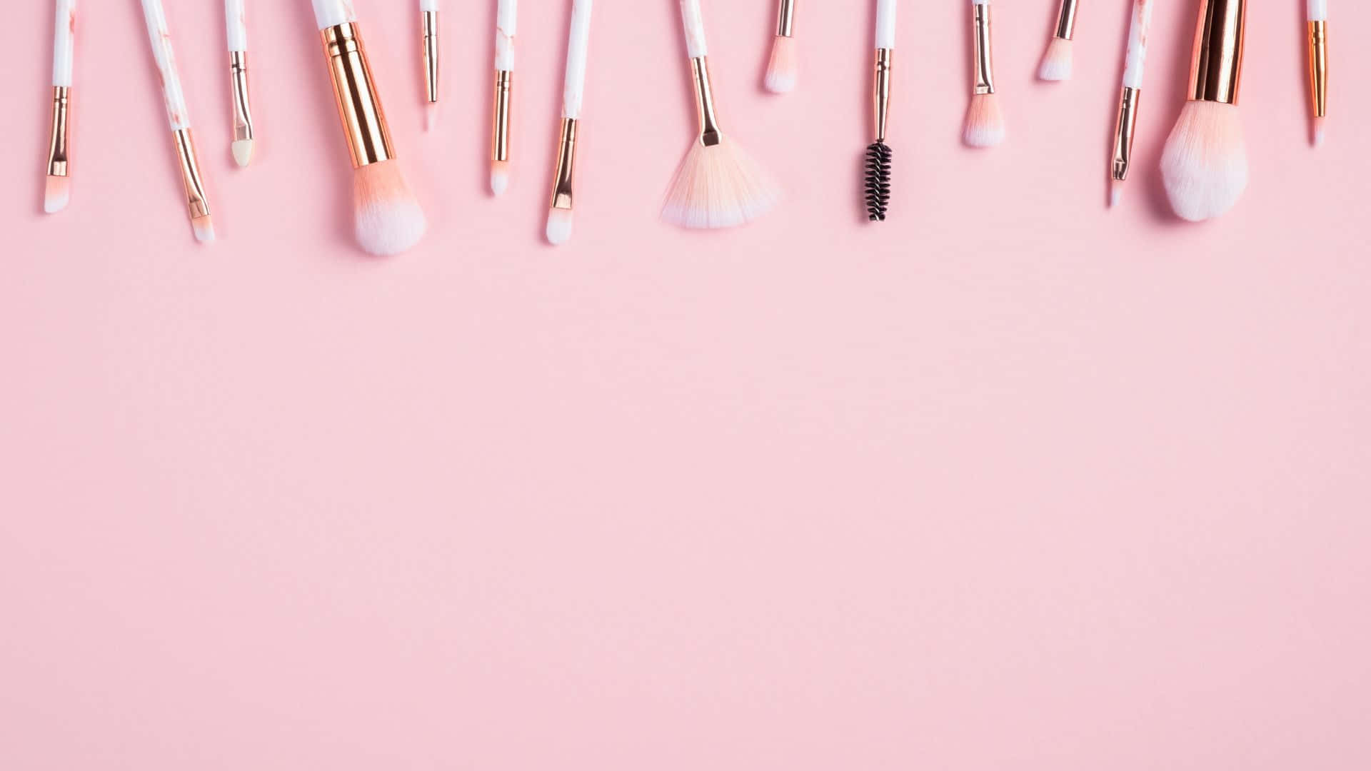 pink makeup, rose gold accents, soft pink background, Full HD Desktop Wallpaper