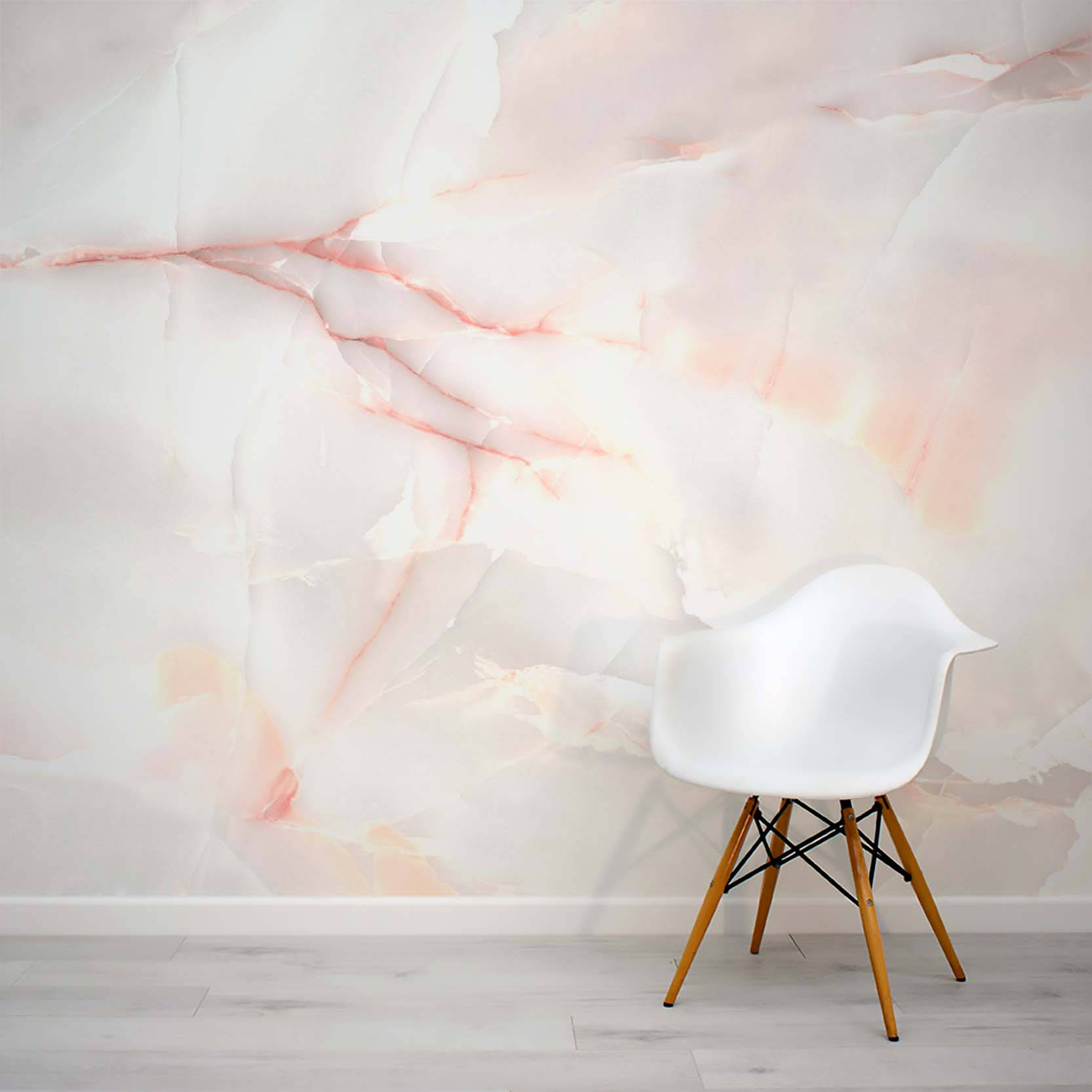 Pink Gold Marble, white chair, wooden legs, HD Desktop Wallpaper