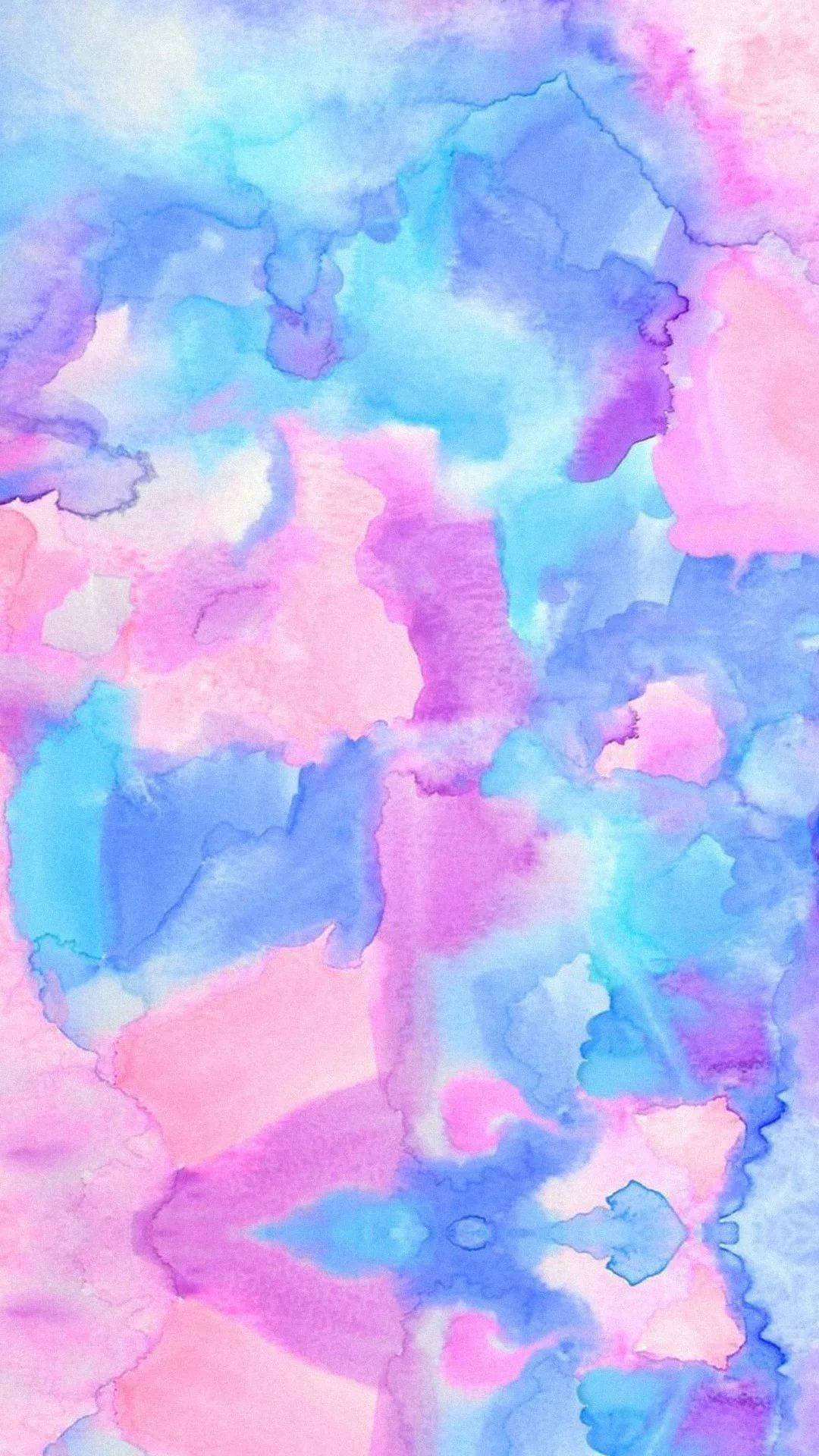 watercolor marble, pink, blue, Full HD Phone Wallpaper