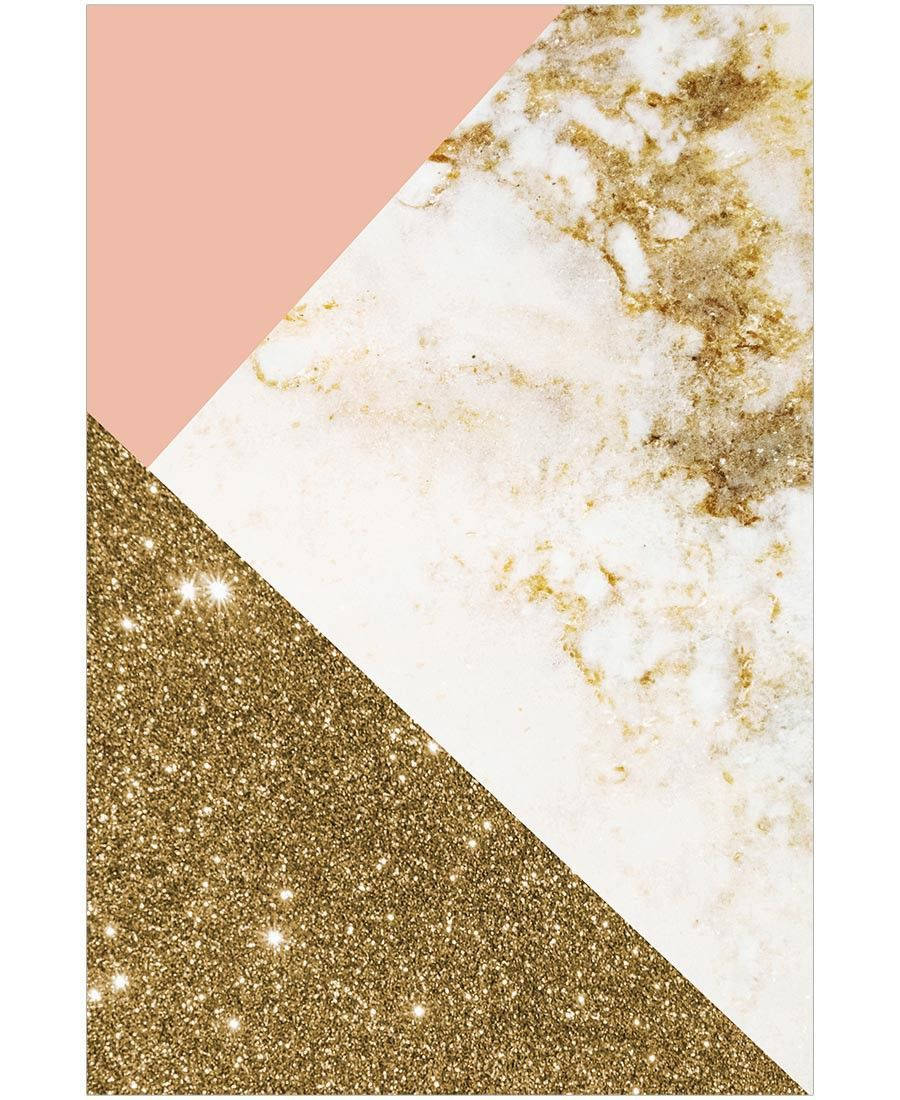 geometric gold and pink marble, blush pink, gold glitter, SD Phone Wallpaper