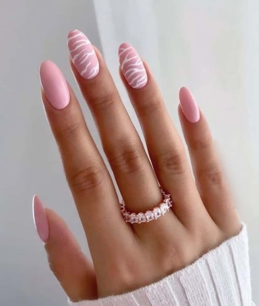 soft pink nails, zebra print, index and middle fingers, SD Phone Wallpaper