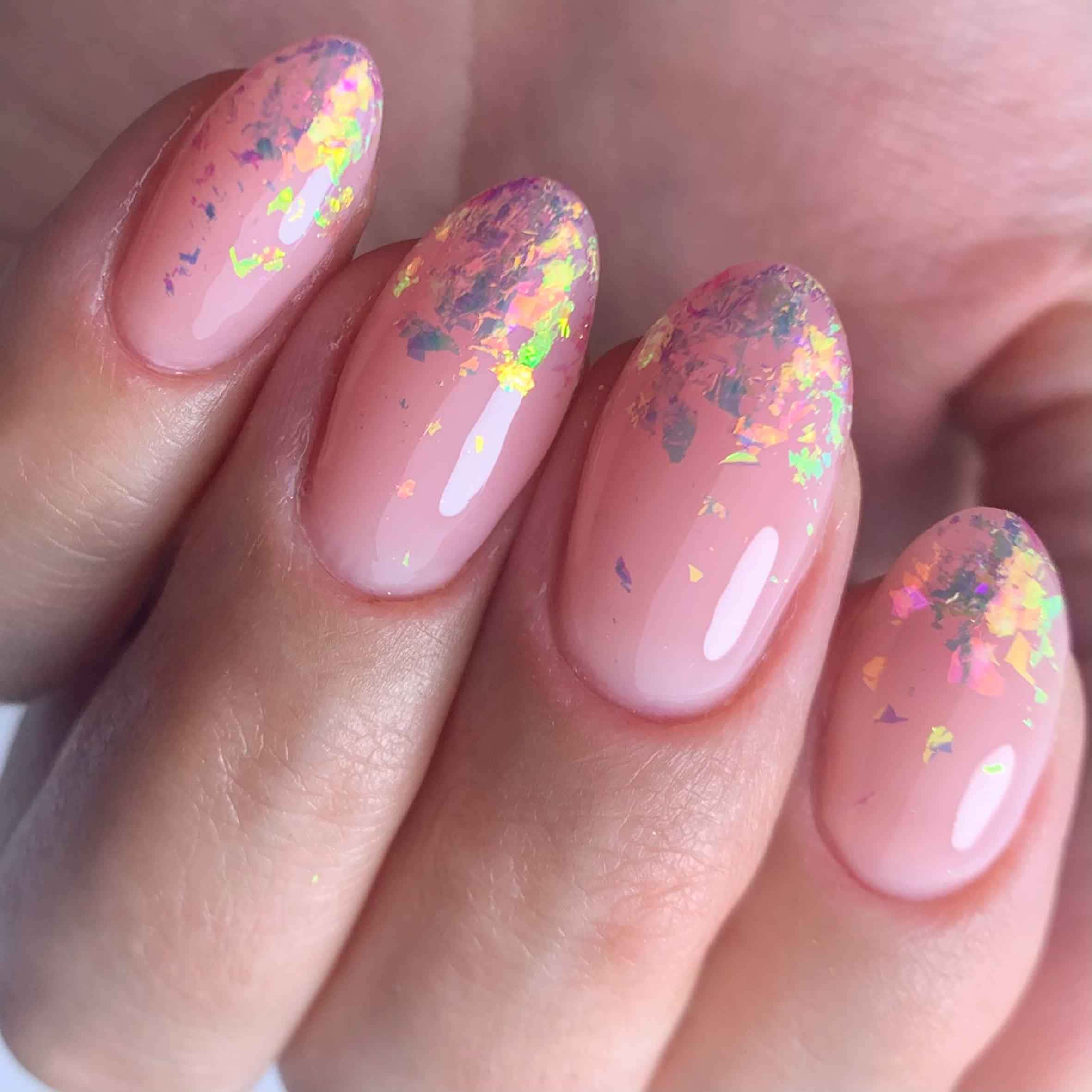 pink nail art, glossy pink nails, colorful glitter flakes, Full HD Desktop Wallpaper