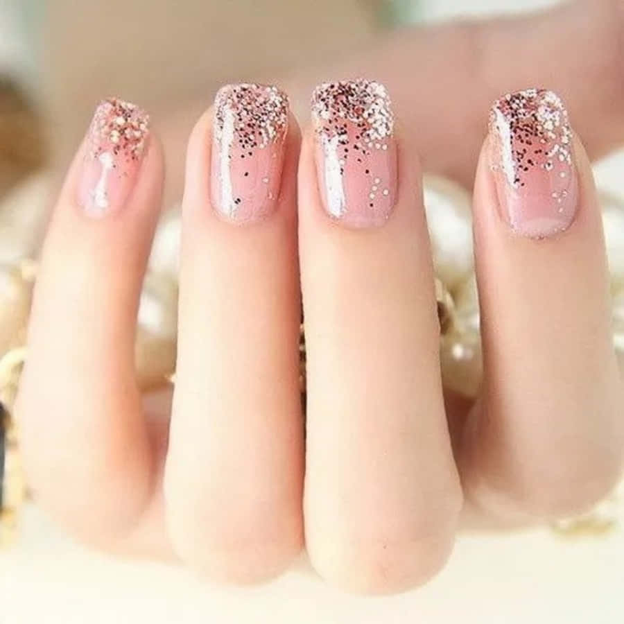 pink glitter nails, pearl jewelry, soft focus background, SD Desktop Wallpaper