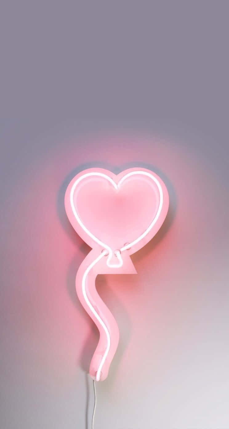 neon heart, pink neon heart balloon light, glowing pink neon balloon, HD Phone Wallpaper