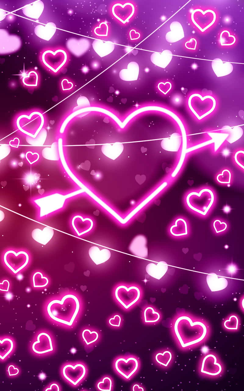 neon heart, pink neon, arrow, HD Phone Wallpaper
