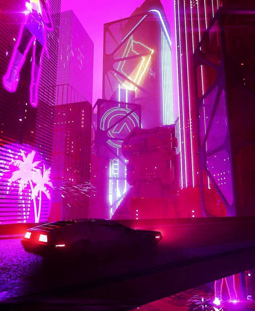 neon-drenched cyberpunk cityscape, magenta, electric blue, HD Phone Wallpaper