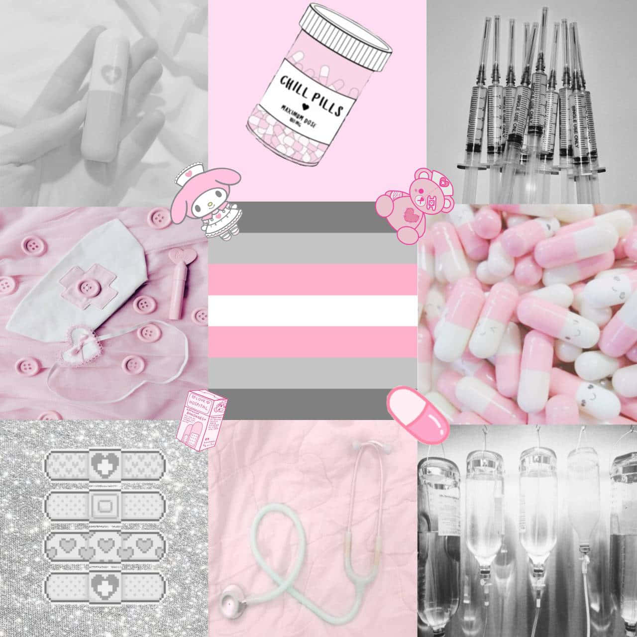 Pink Nurse Aesthetic, pink, grayscale, HD Desktop Wallpaper