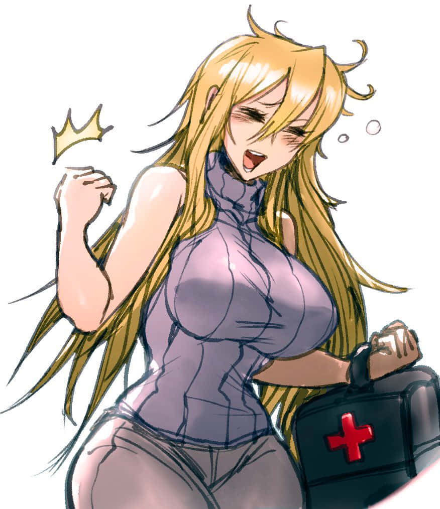 Blonde Anime Nurse, crown sparkle, first aid kit, SD Phone Wallpaper