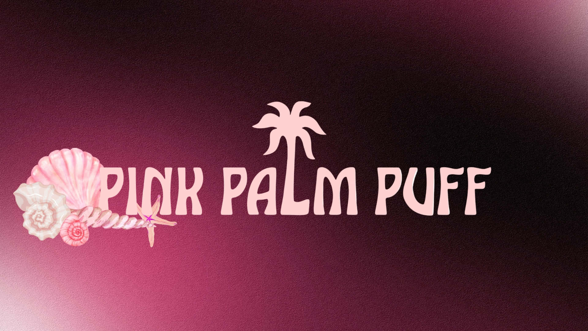 Pink Palm Puff, logo, seashells, Full HD Desktop Wallpaper