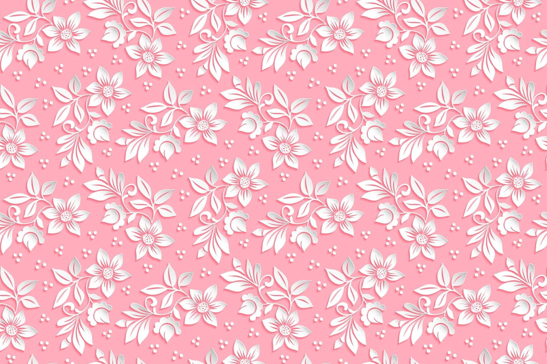 Pink Pattern, pink background, repeating white floral patterns, Full HD Desktop Wallpaper