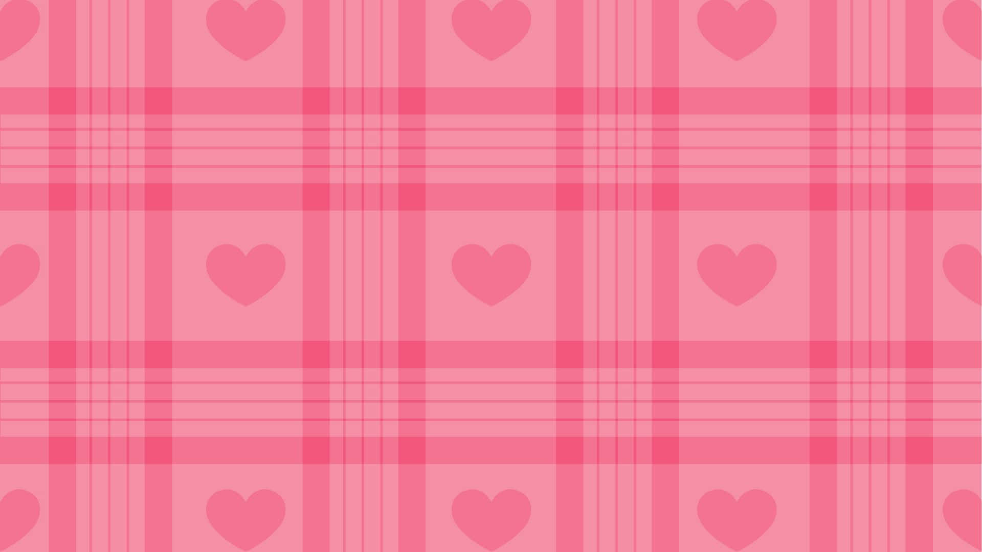 pink pattern, soft pink plaid pattern, heart shapes, Full HD Desktop Wallpaper