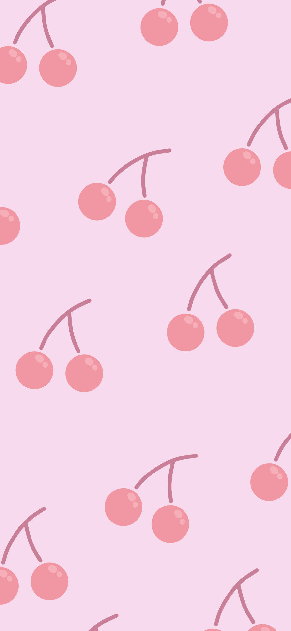 cute cherry aesthetic, pink cherry clusters, soft pastel pink background, 2K Phone Wallpaper