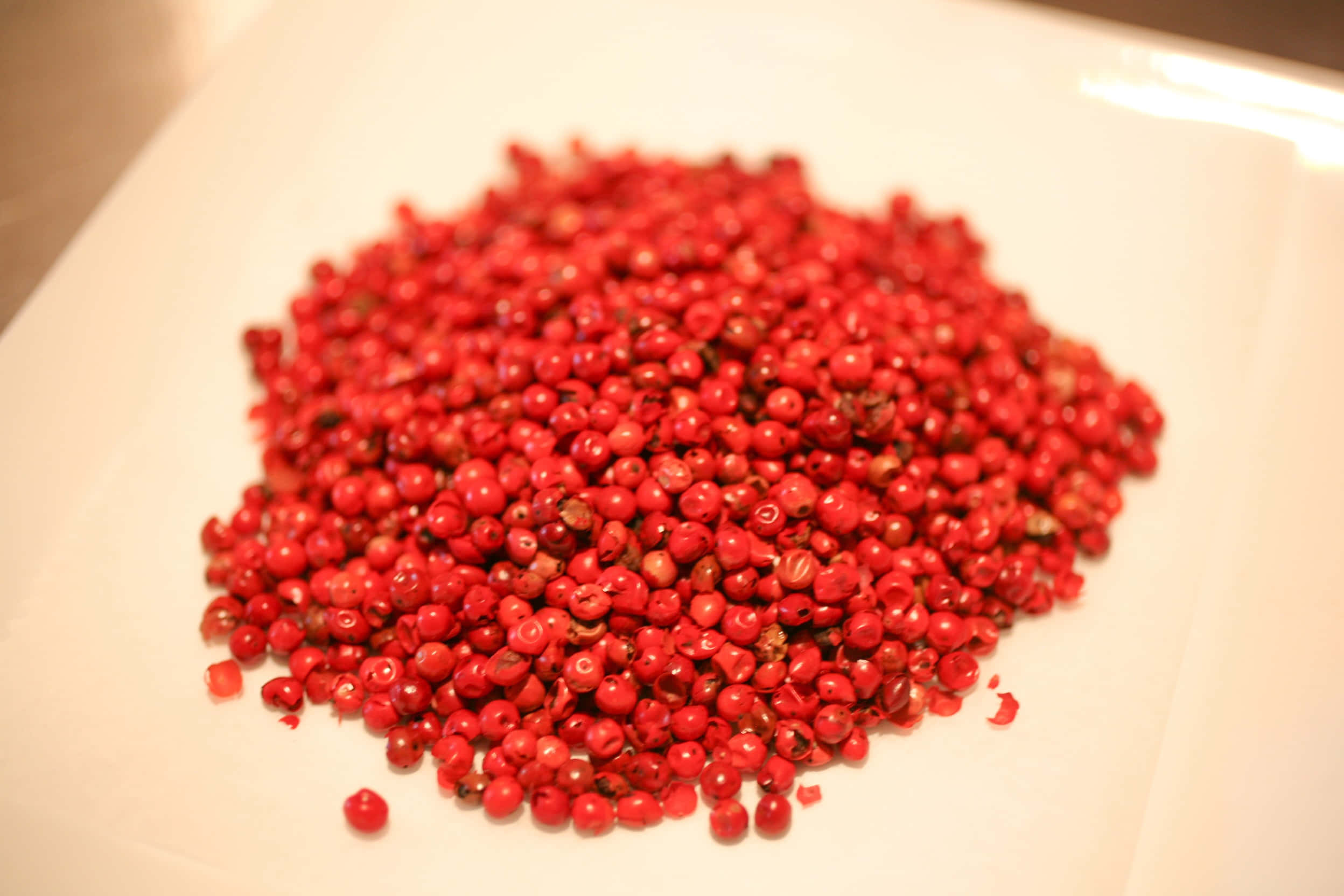 Pink Peppercorn, glossy red peppercorns, wooden surface, Full HD Desktop Wallpaper