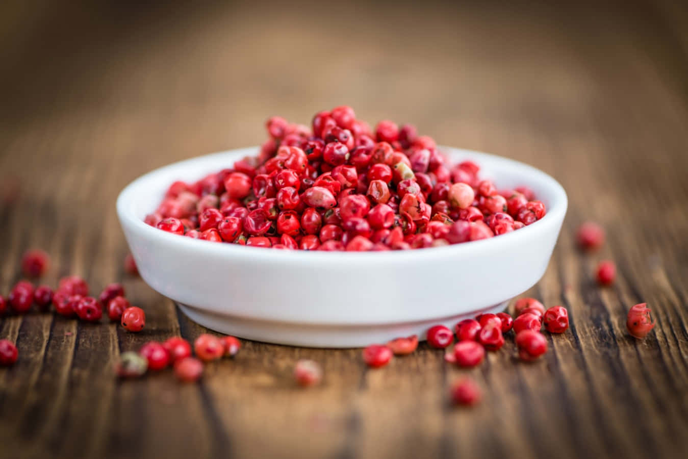 pink peppercorn, white bowl, vibrant red peppercorns, HD Desktop Wallpaper