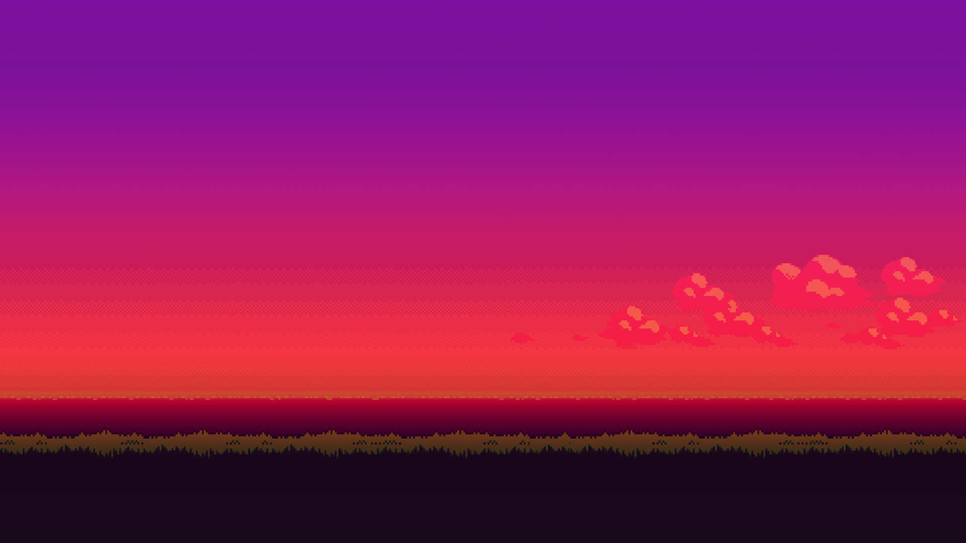 Pink Pixel Art, 1920 x 1080, pixelated sunset sky, Full HD Desktop Wallpaper