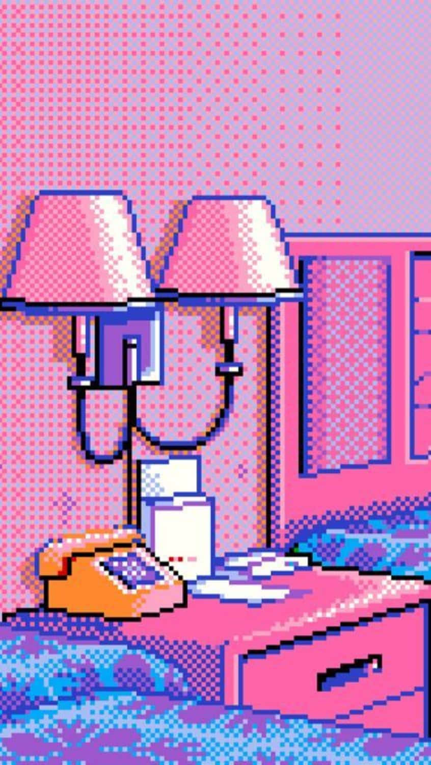 pink pixel art, neon pink pixel art, 80s retro style, HD Phone Wallpaper