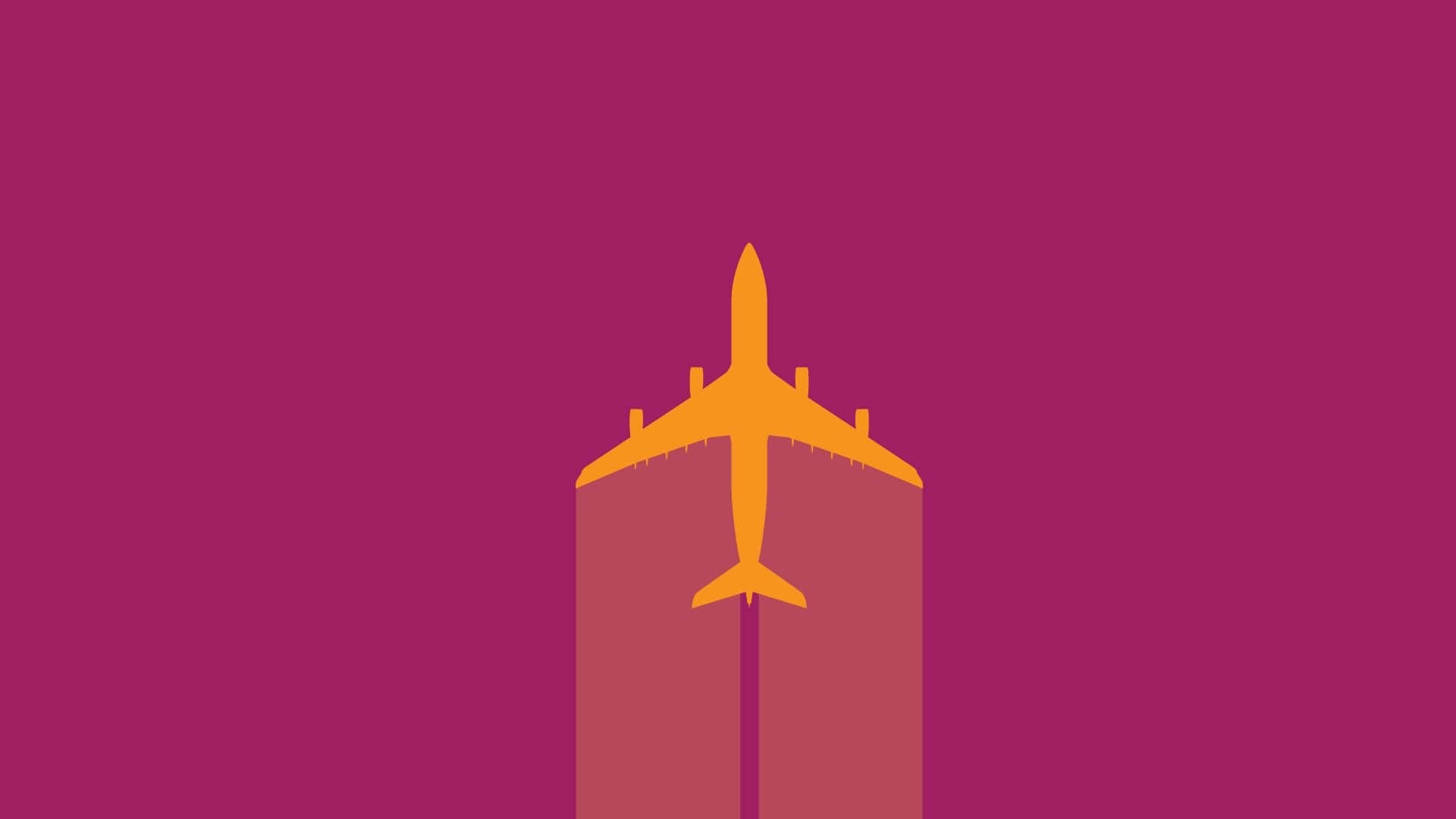 Pink Plane, magenta background, orange airplane silhouette, Full HD Desktop Wallpaper