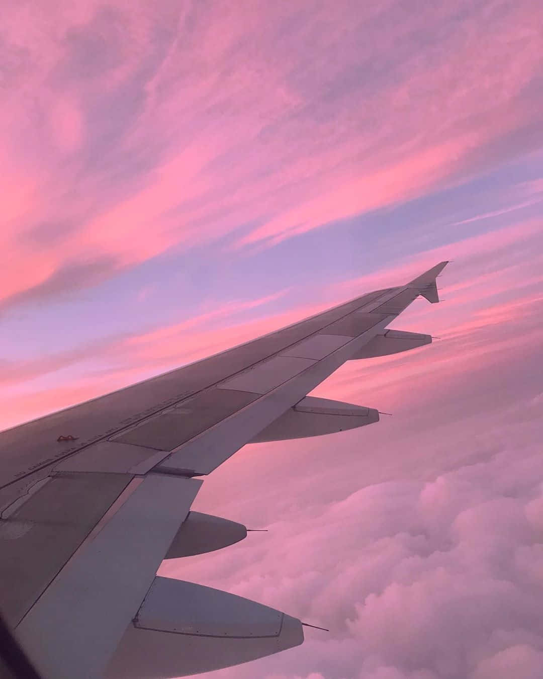 Pink Plane, pink and purple sunset sky, cottony clouds, HD Phone Wallpaper