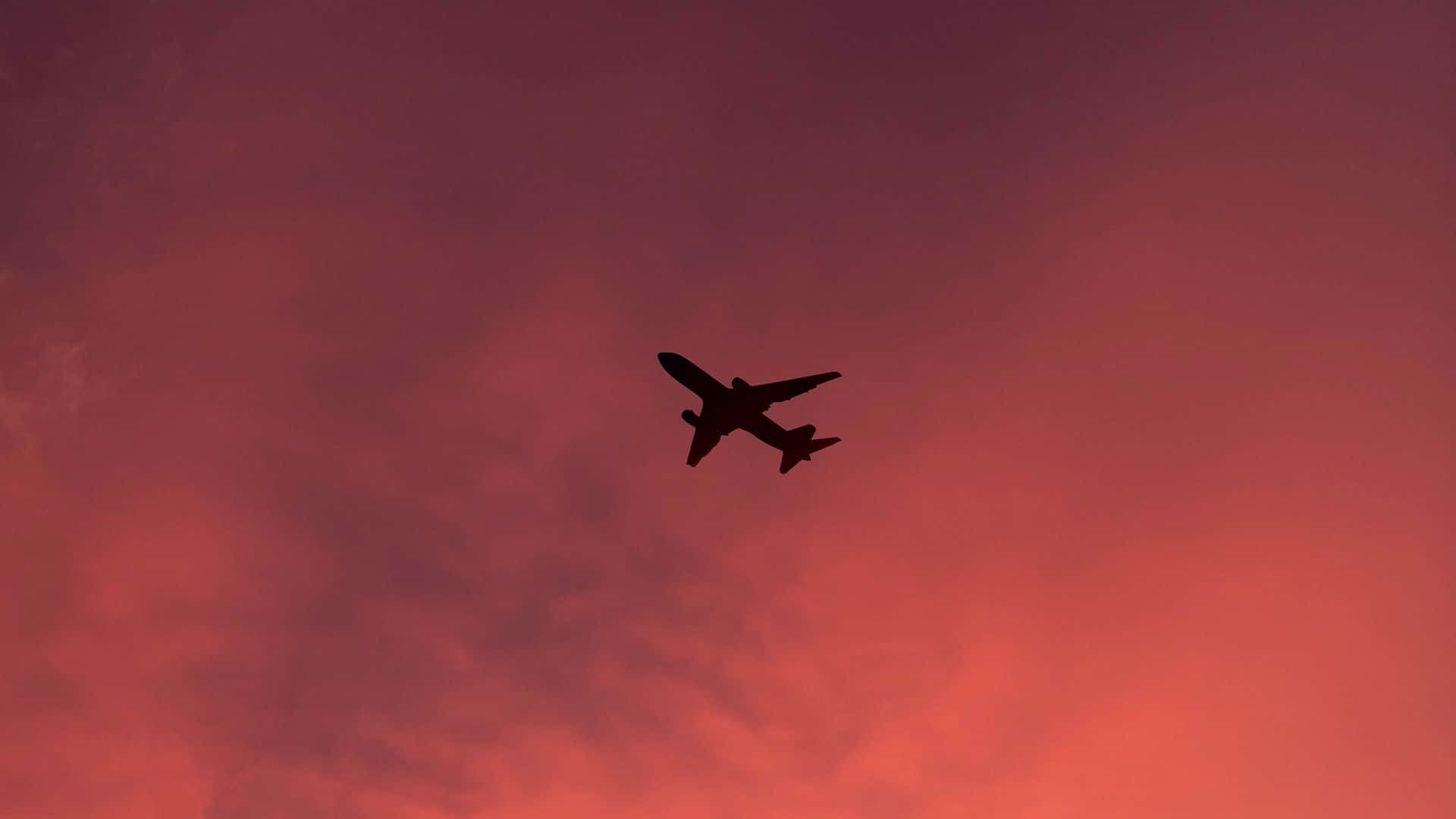 Pink Plane, dusk, fiery reds, Full HD Desktop Wallpaper