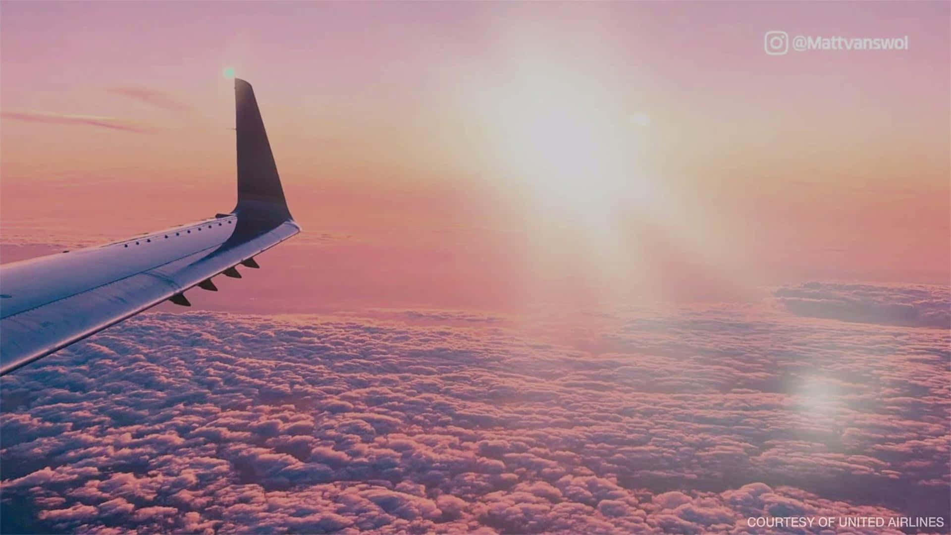 pink plane, cotton candy clouds, golden light, Full HD Desktop Wallpaper