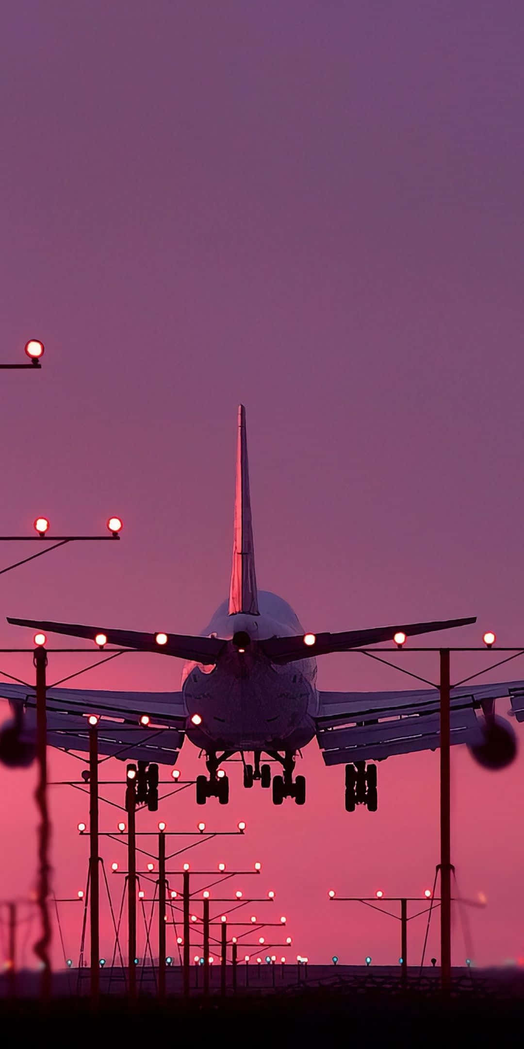 Pink Plane, twilight hues, vibrant pink, Full HD Phone Wallpaper