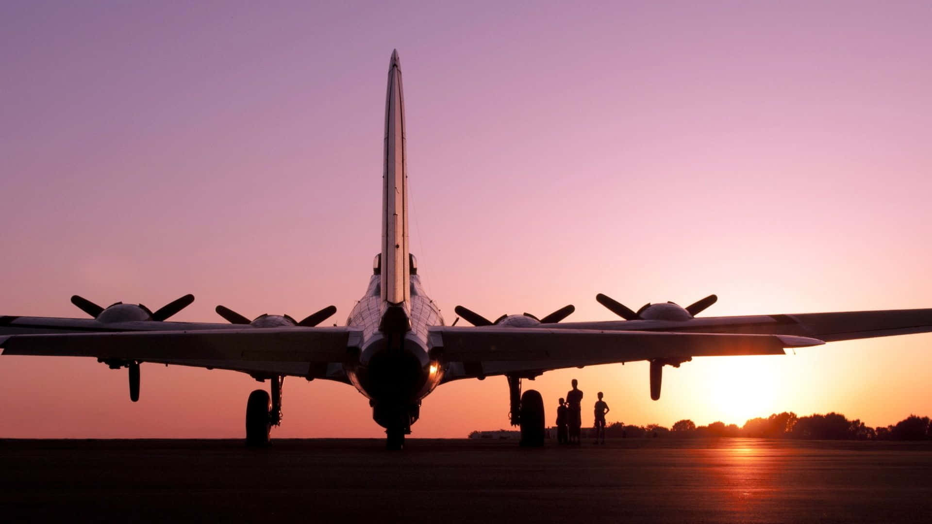 pink plane, vintage propeller airplane, blue sky, Full HD Desktop Wallpaper