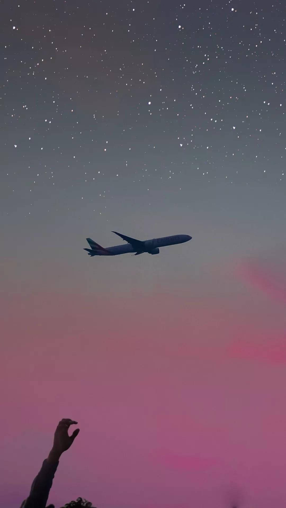 pastel pink sky, airplane, passenger jet, Full HD Phone Wallpaper