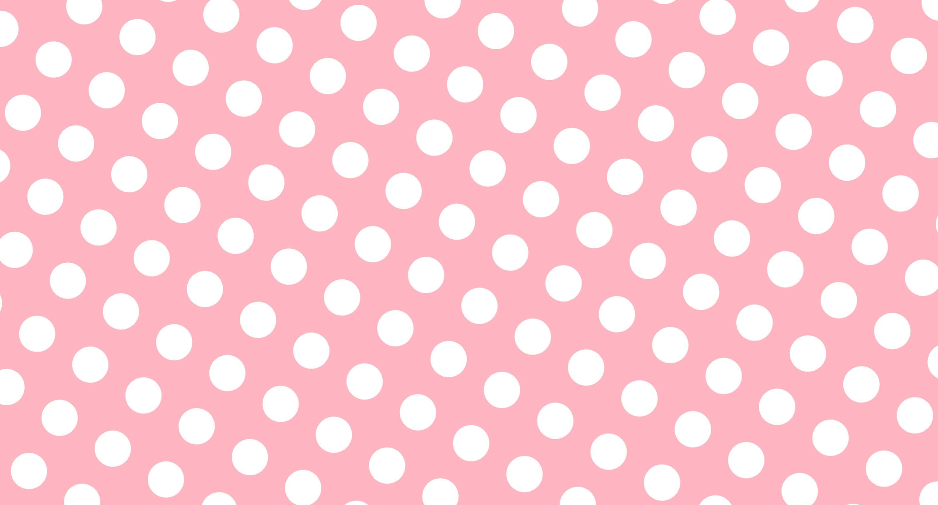 pink polka dot, soft pink background, white polka dots, 2K Desktop Wallpaper