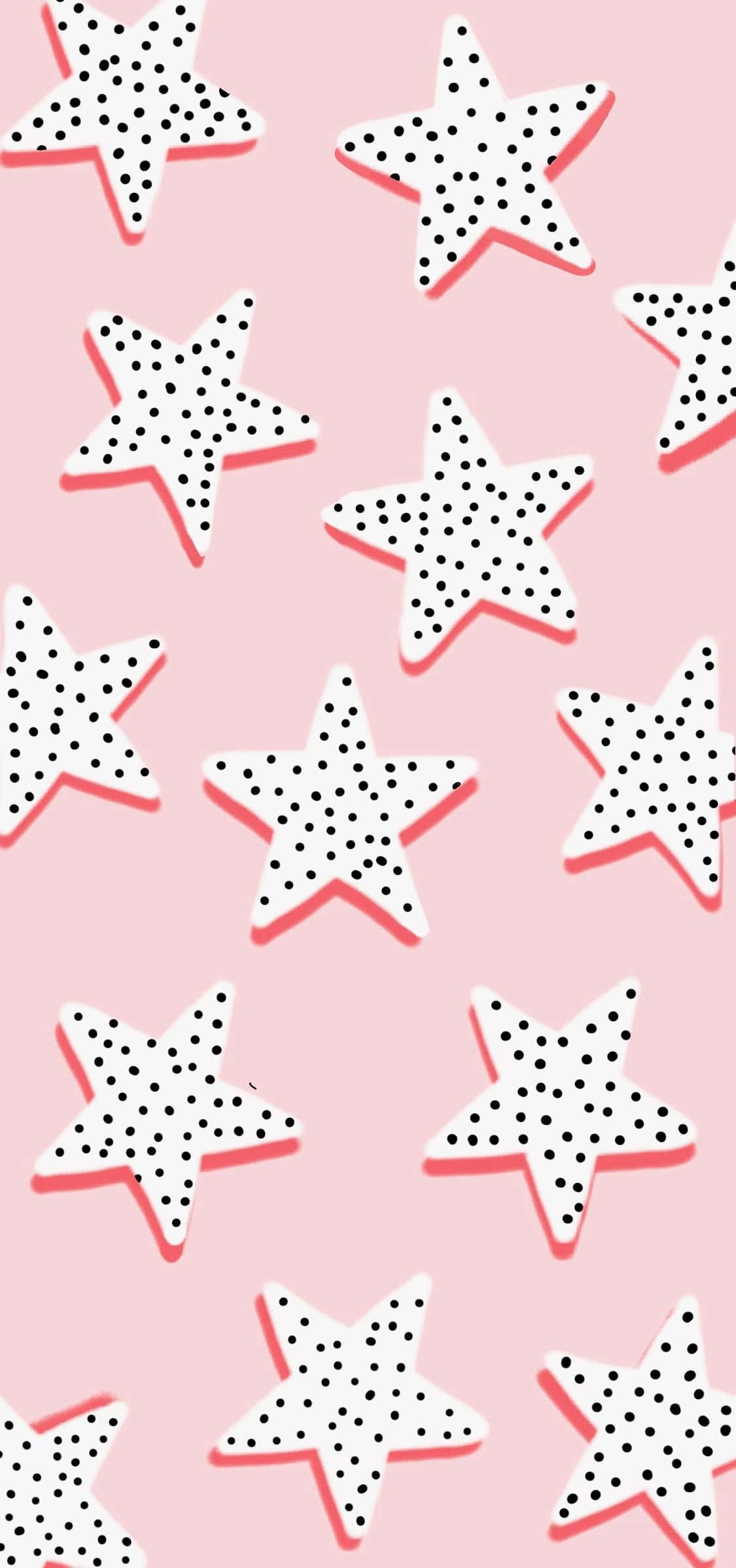 Polka Dot Stars Pattern, pink background, white stars, Full HD Phone Wallpaper