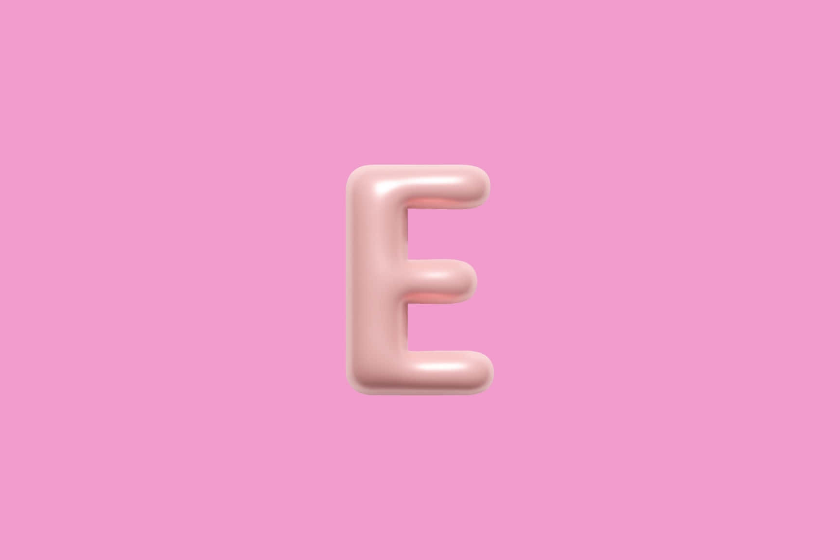 glossy pink, 3D letter E, solid pastel pink background, HD Desktop Wallpaper