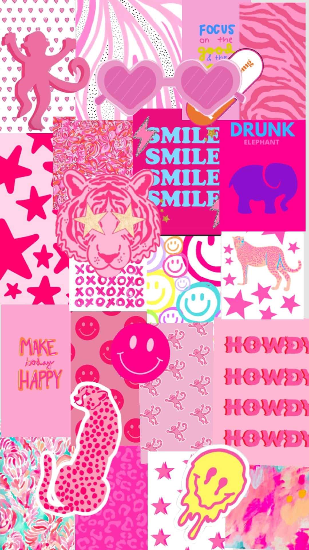 Preppy Pink Collage Aesthetic, vibrant pink, hearts, Full HD Phone Wallpaper