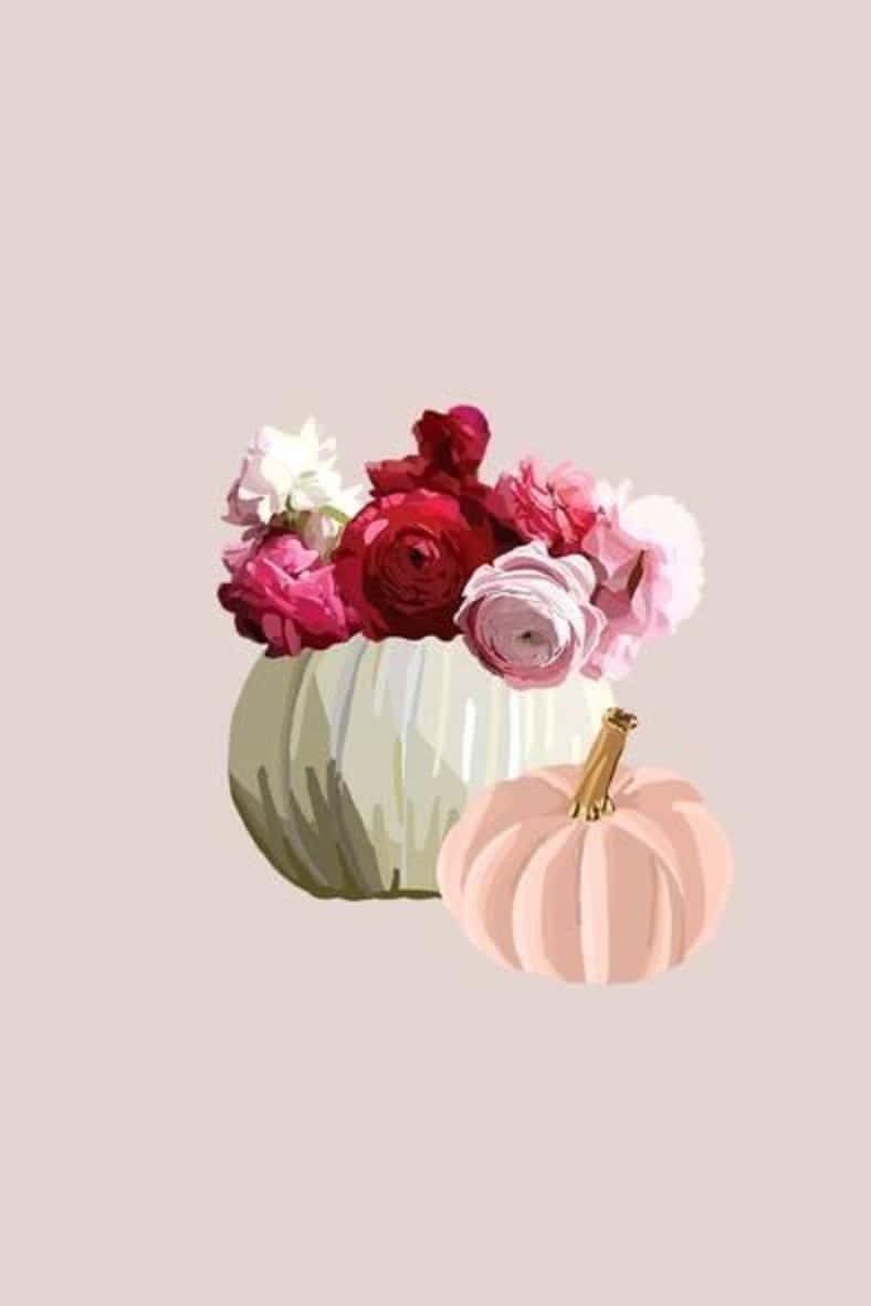 pink pumpkin, pastel pumpkin, red pink and white roses, SD Phone Wallpaper