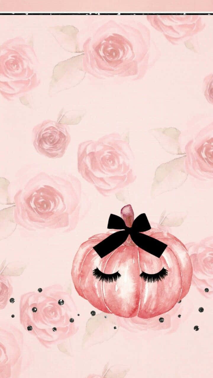 pink pumpkin, black bow, roses, HD Phone Wallpaper