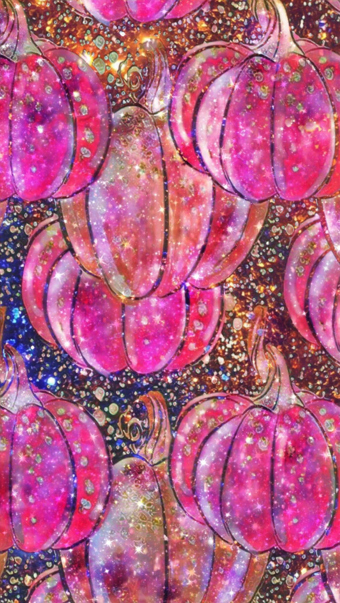 Pink Pumpkin, vibrant pink, glittering cosmic background, HD Phone Wallpaper