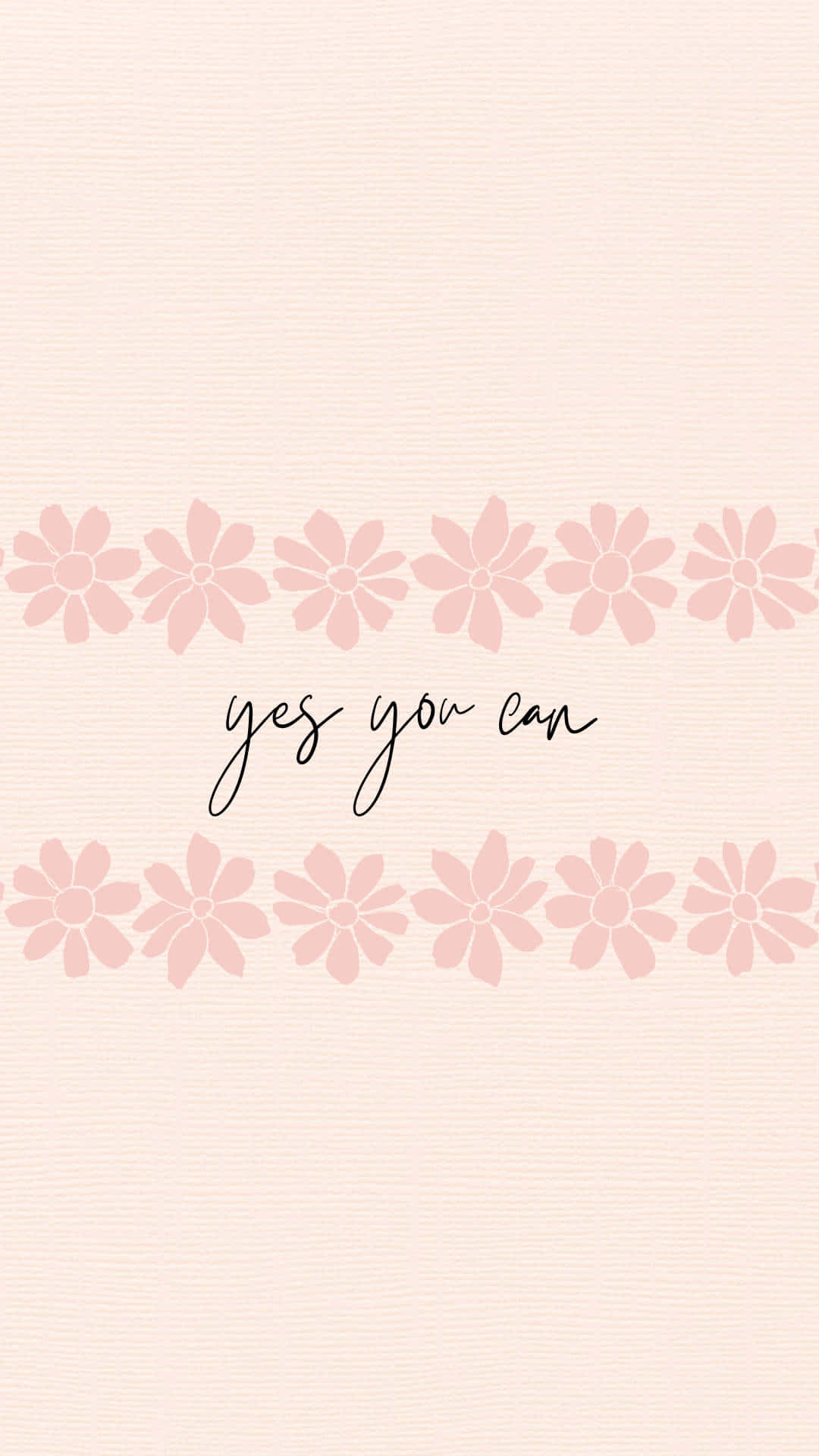 pink quote, daisy patterns, handwritten phrase yes you can, Full HD Phone Wallpaper
