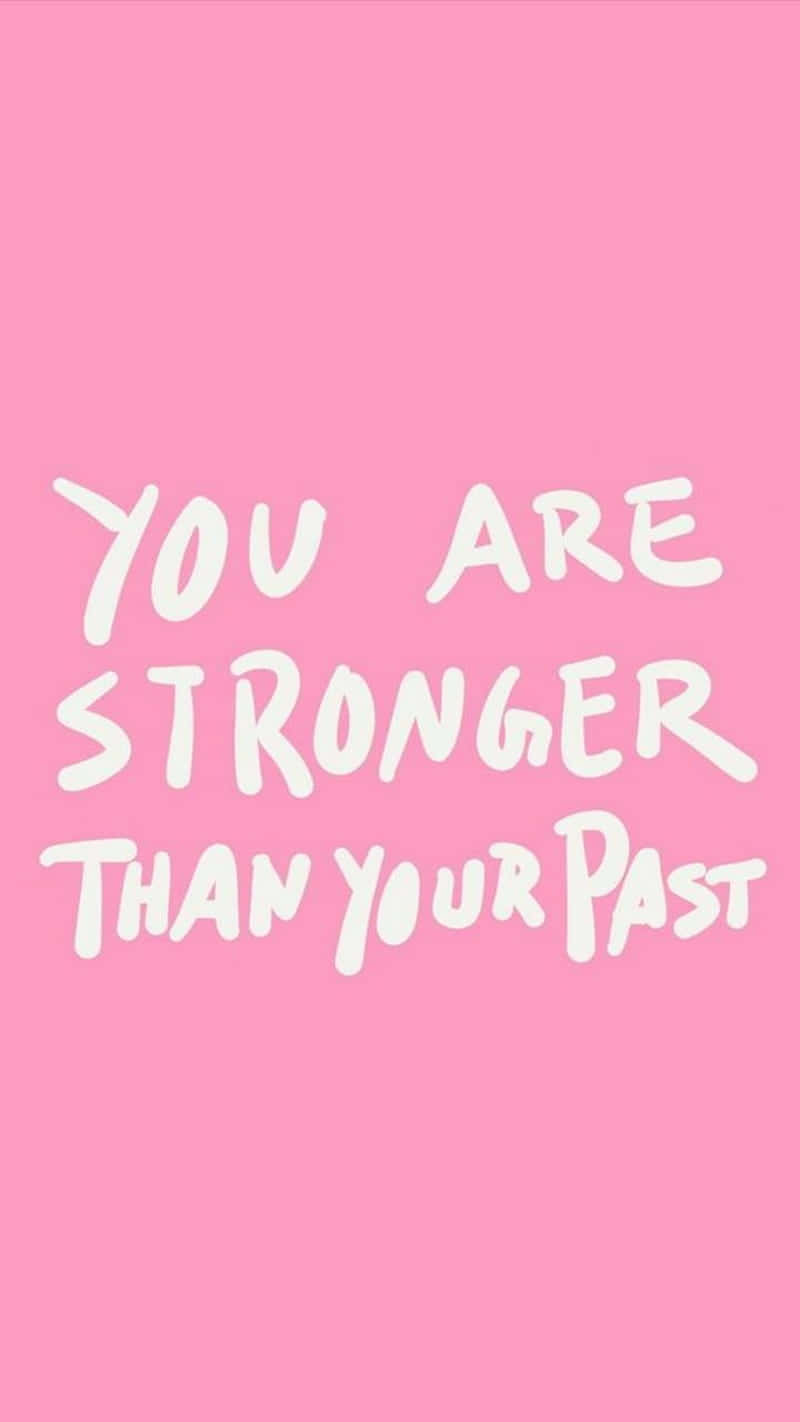 Pink Quote, white handwritten text, you are stronger than your past, HD Phone Wallpaper