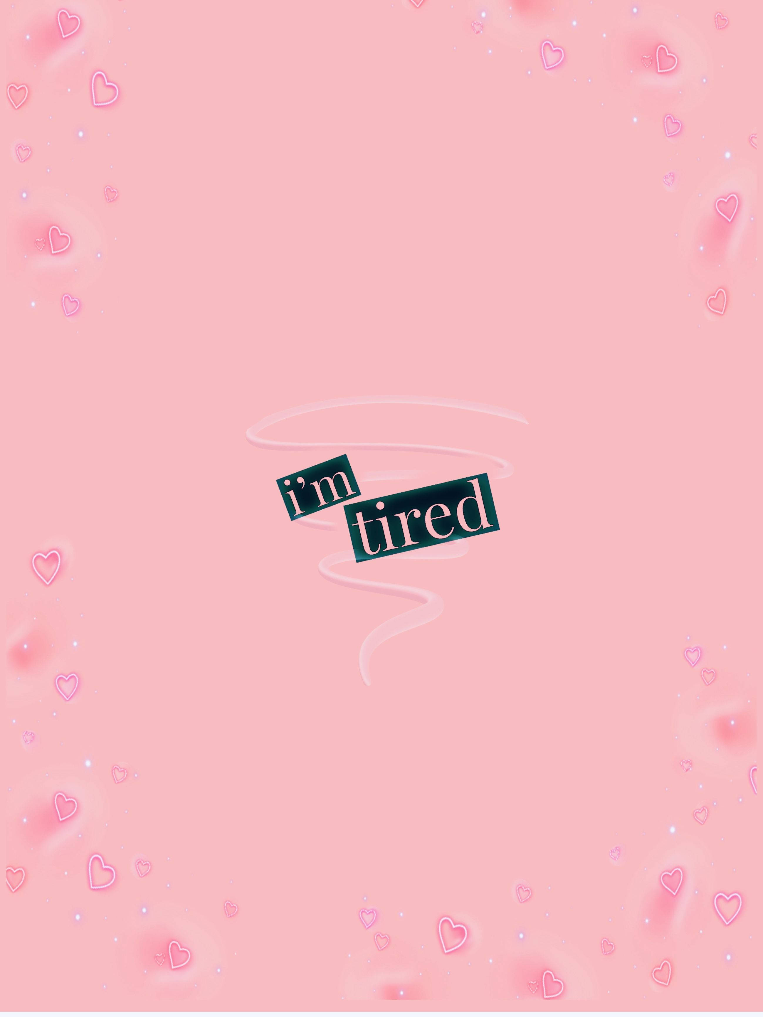 Lethargic Quote, soft pink, floating hearts, 2K Phone Wallpaper