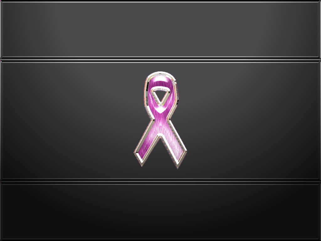 Pink Ribbon, glossy pink ribbon, silver trim, SD Desktop Wallpaper