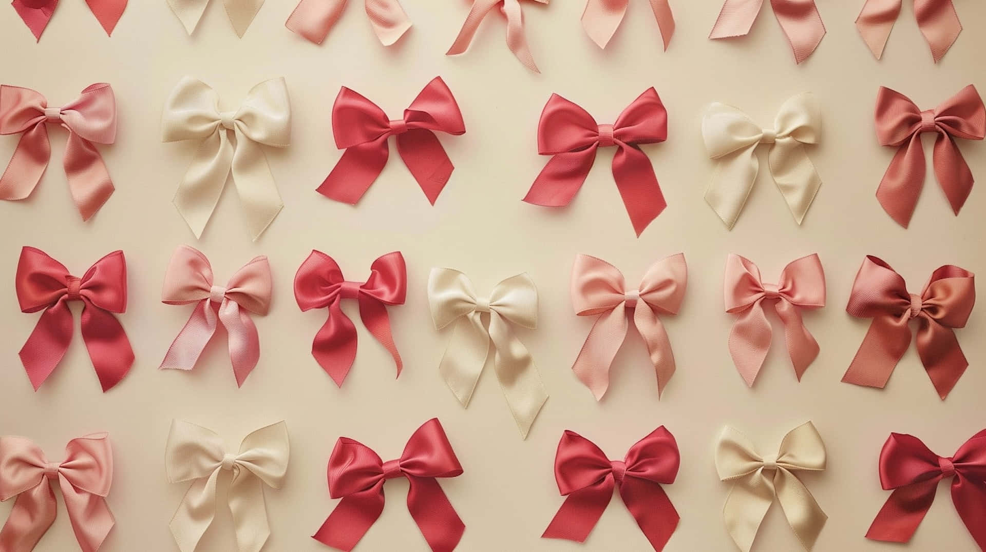 satin bows, shades of pink, cream, Full HD Desktop Wallpaper