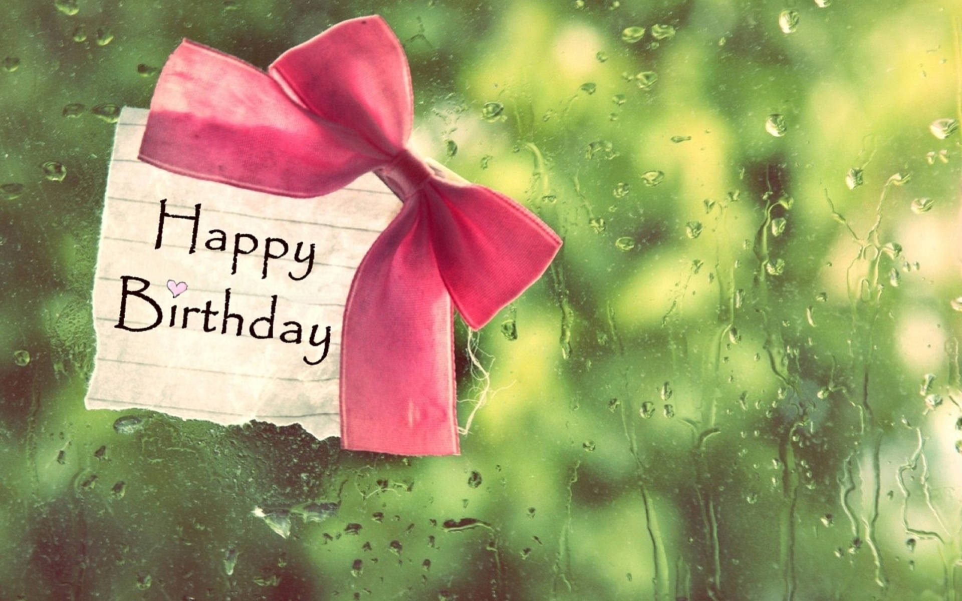 pink ribbon, handwritten birthday note, pink bow, Full HD Desktop Wallpaper