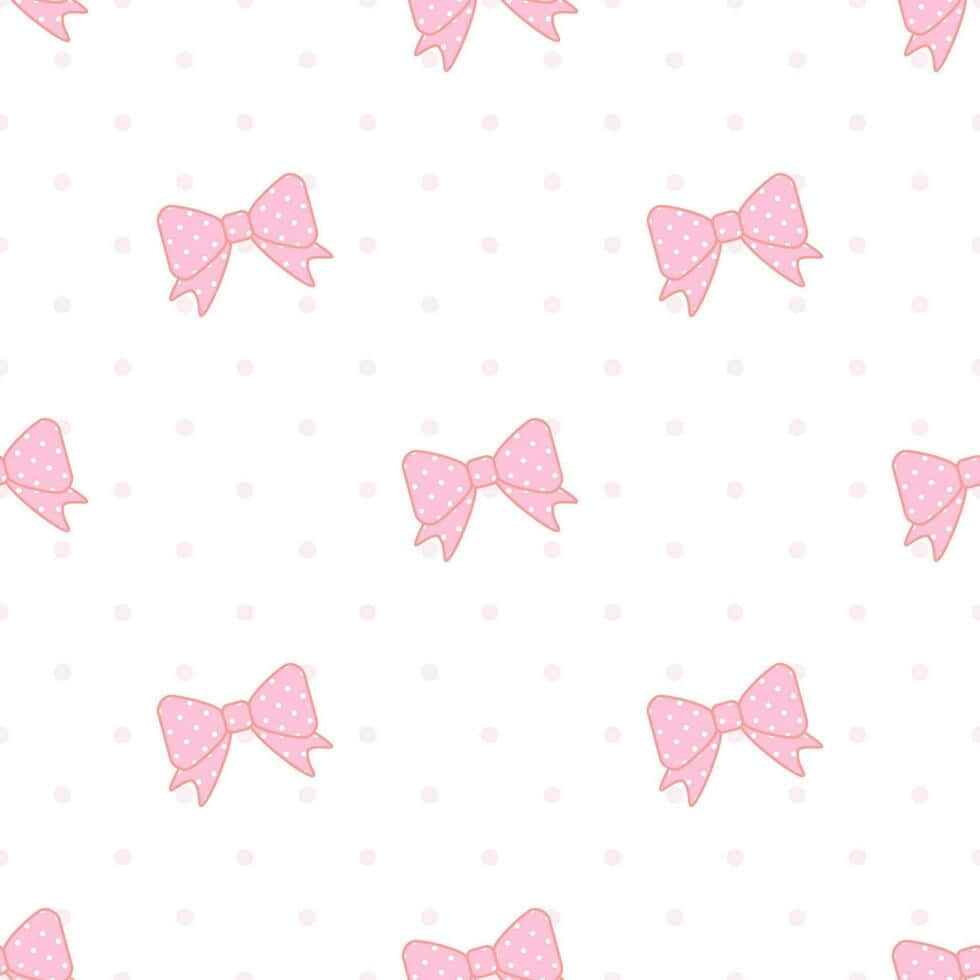 pink polka dot bows, white background, subtle pink dots, SD Desktop Wallpaper