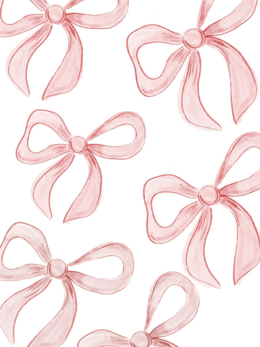 Pink Ribbon Pattern, watercolor bows, soft shading, SD Phone Wallpaper