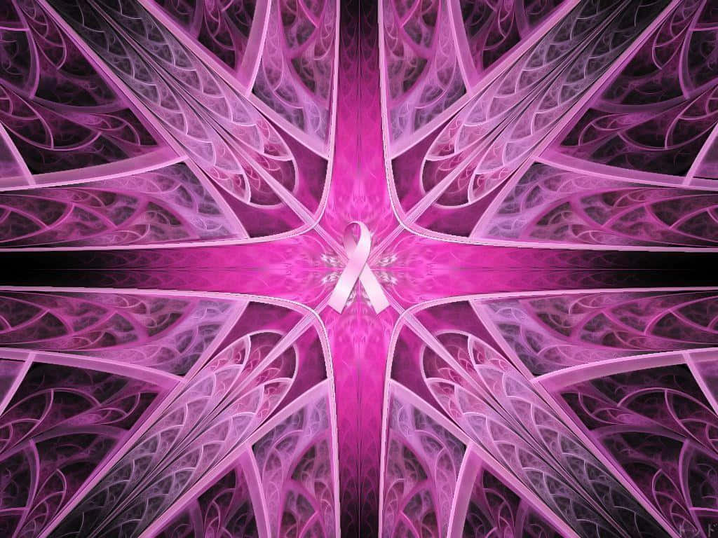 Pink Ribbon, glowing magenta, dark purple, SD Desktop Wallpaper