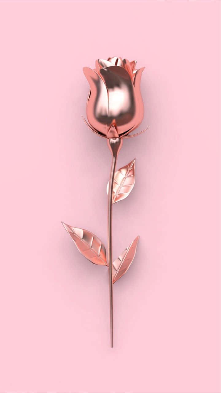 Pink Rose Gold, rose, metallic rose gold petals, HD Phone Wallpaper