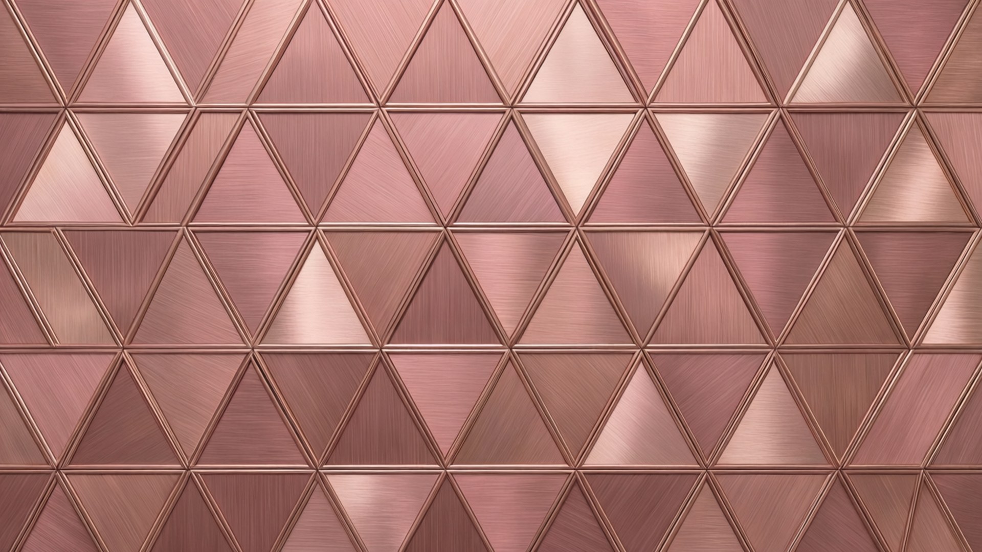 pink rose gold, triangles, brushed metal texture, Full HD Desktop Wallpaper