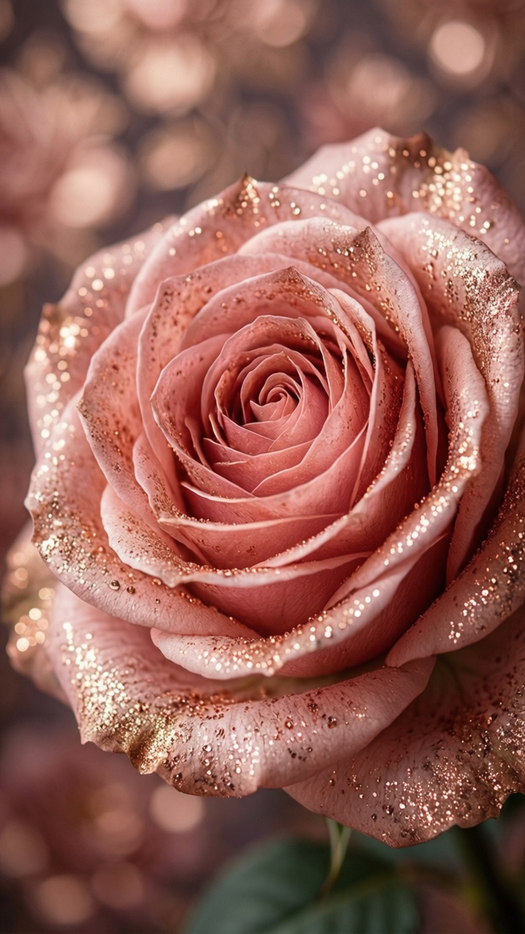 rose gold glitter rose, pink rose, golden glitter, Full HD Phone Wallpaper
