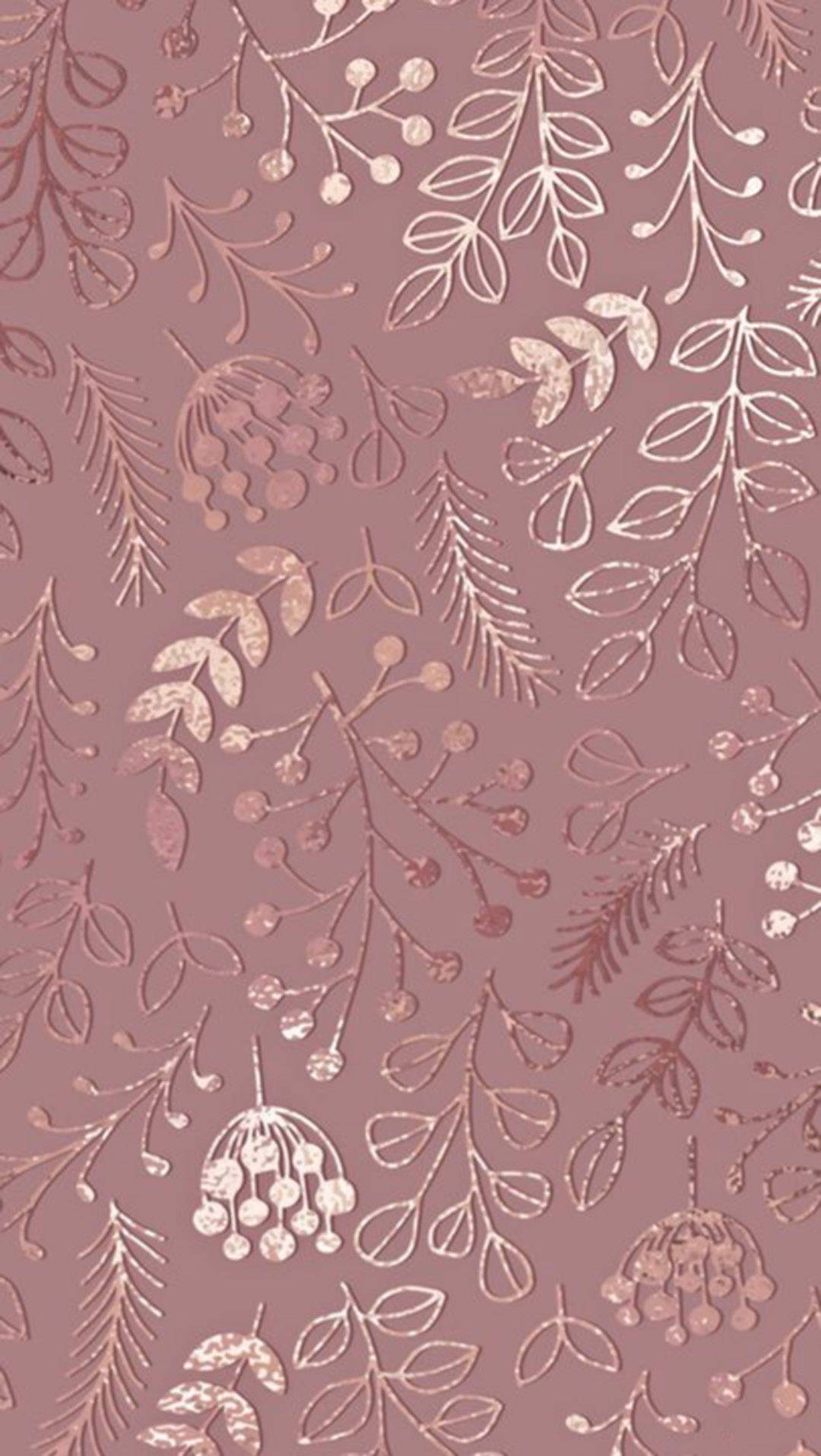 rose gold, botanical branches, berries, HD Phone Wallpaper